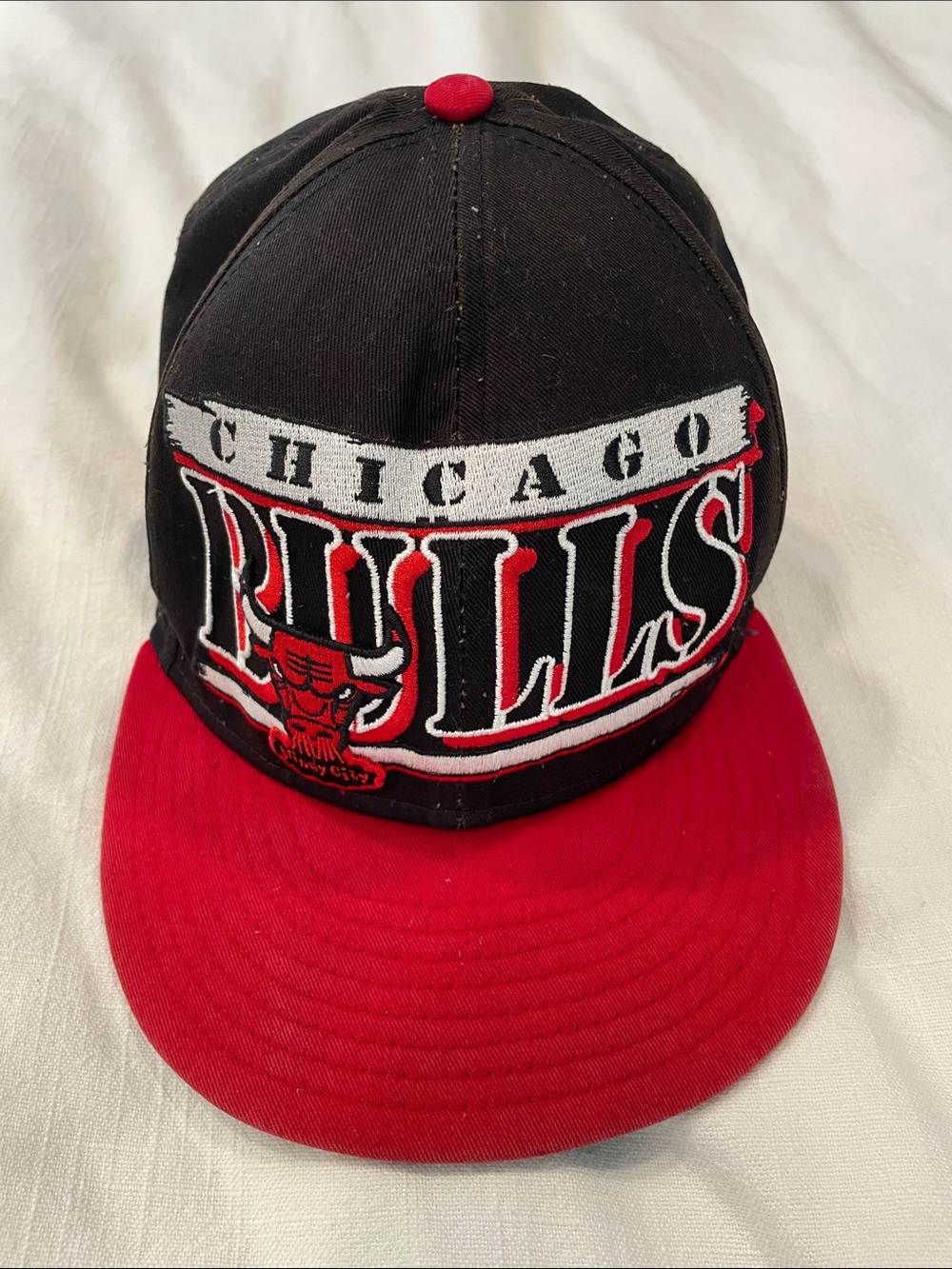 Vintage Chicago Bulls Snapback Hat with Red Rim